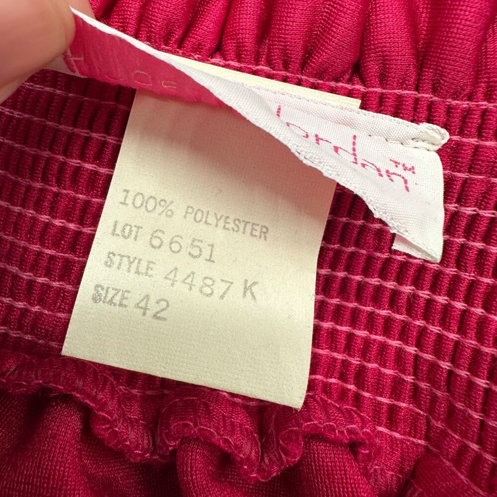 Vintage Robe Duster House Coat Dark Pink Snaps Belt 80s Lindsay Jordan Women 2X? - Picture 5 of 7